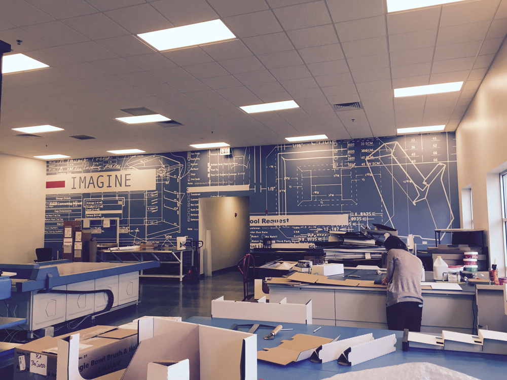 Katina's Flowers commercial wallpaper installation Cincinnati